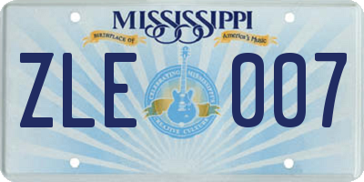 MS license plate ZLE007