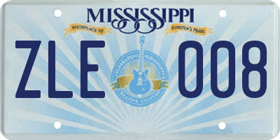 MS license plate ZLE008