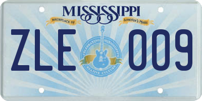 MS license plate ZLE009