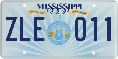 MS license plate ZLE011
