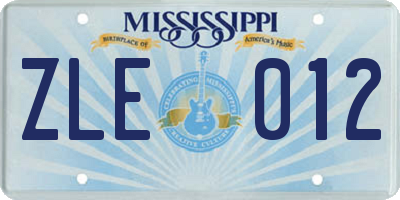 MS license plate ZLE012