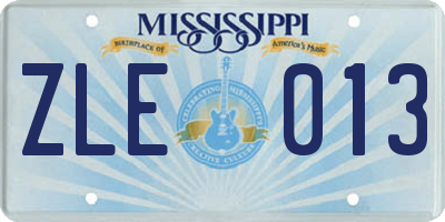MS license plate ZLE013