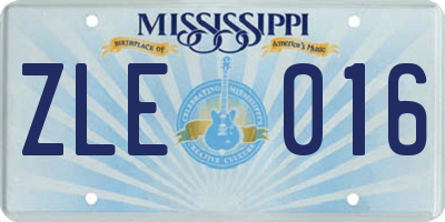 MS license plate ZLE016