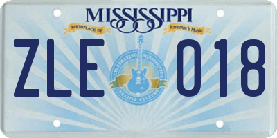 MS license plate ZLE018