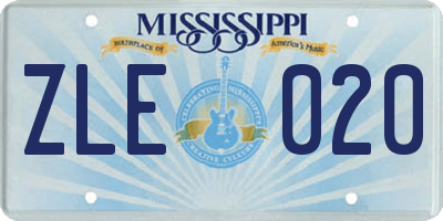 MS license plate ZLE020