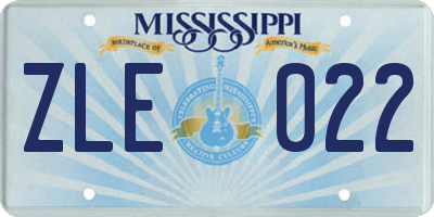 MS license plate ZLE022