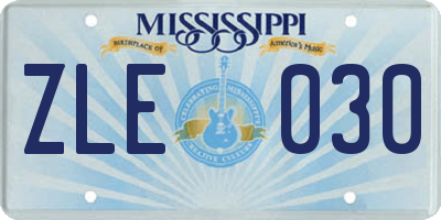 MS license plate ZLE030