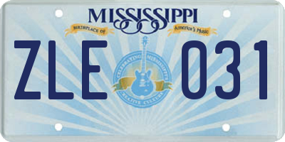 MS license plate ZLE031
