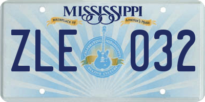MS license plate ZLE032