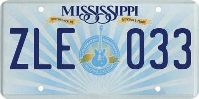 MS license plate ZLE033