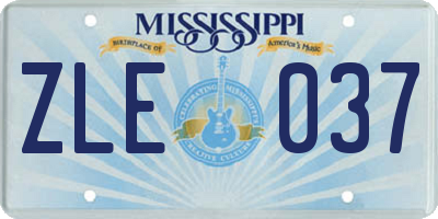MS license plate ZLE037