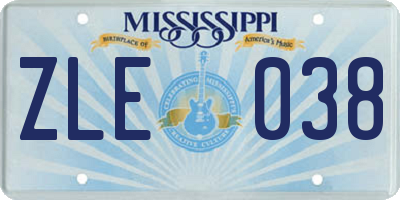 MS license plate ZLE038