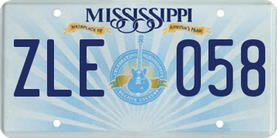 MS license plate ZLE058