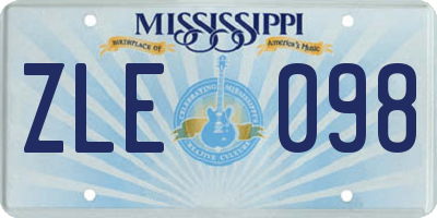MS license plate ZLE098