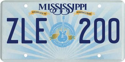 MS license plate ZLE200