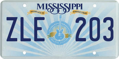 MS license plate ZLE203