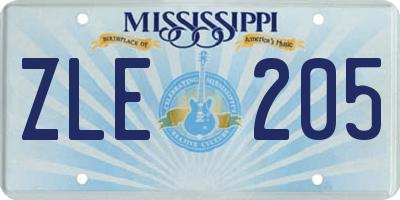 MS license plate ZLE205
