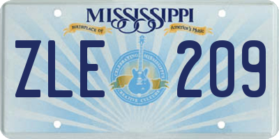 MS license plate ZLE209