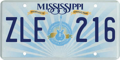 MS license plate ZLE216