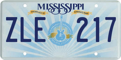 MS license plate ZLE217