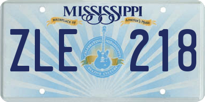 MS license plate ZLE218