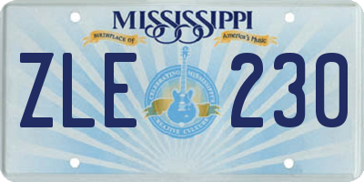 MS license plate ZLE230
