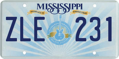 MS license plate ZLE231