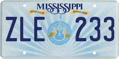 MS license plate ZLE233