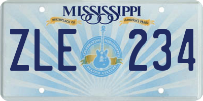 MS license plate ZLE234
