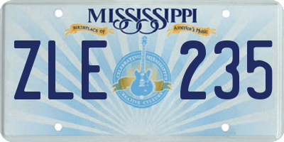 MS license plate ZLE235