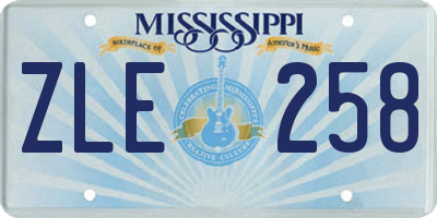 MS license plate ZLE258