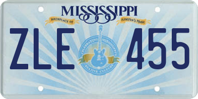 MS license plate ZLE455