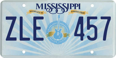 MS license plate ZLE457