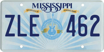 MS license plate ZLE462