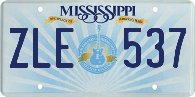 MS license plate ZLE537