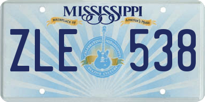 MS license plate ZLE538