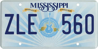 MS license plate ZLE560