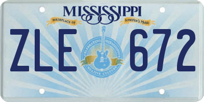 MS license plate ZLE672