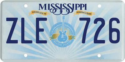 MS license plate ZLE726