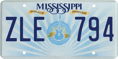 MS license plate ZLE794