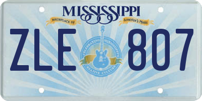 MS license plate ZLE807