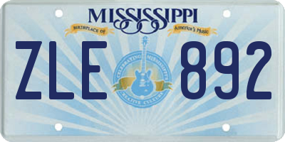 MS license plate ZLE892
