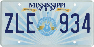 MS license plate ZLE934