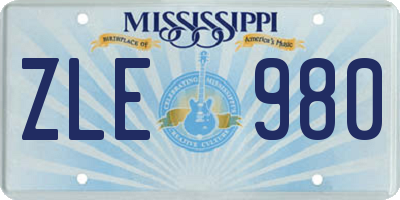 MS license plate ZLE980