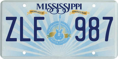 MS license plate ZLE987