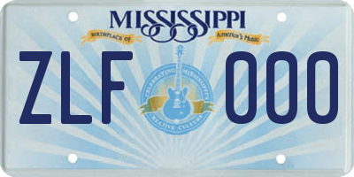 MS license plate ZLF000