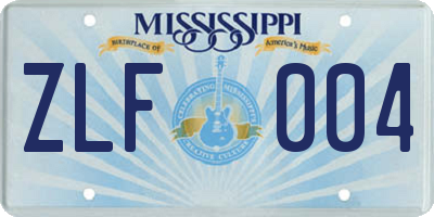 MS license plate ZLF004