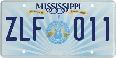 MS license plate ZLF011