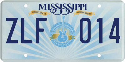MS license plate ZLF014