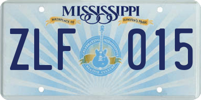 MS license plate ZLF015